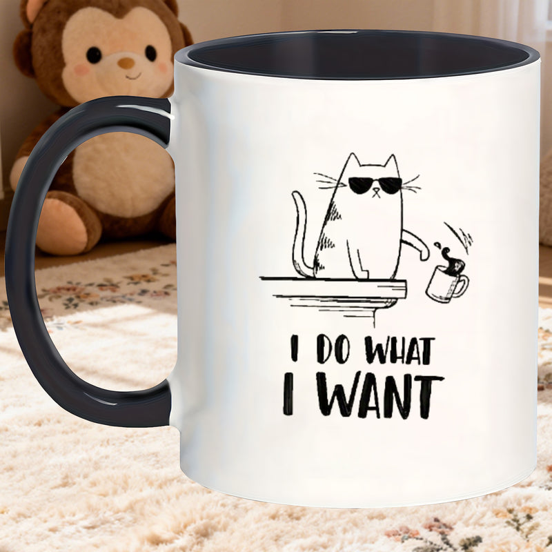 Tailorly Black Accent 11 oz Mug - "i do what i please" text