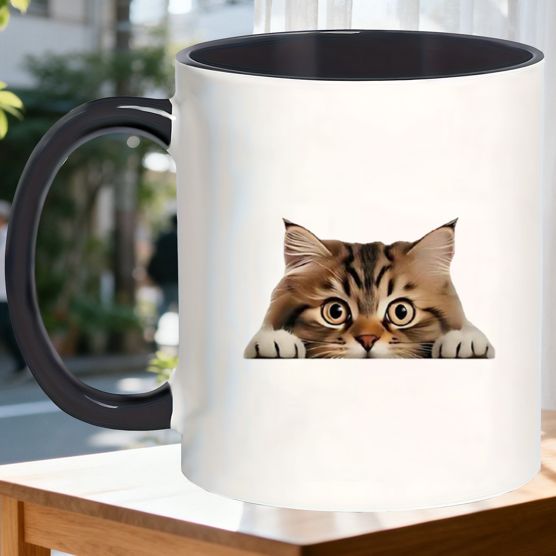 Tailorly Black Accent 11 oz Mug - cat face
