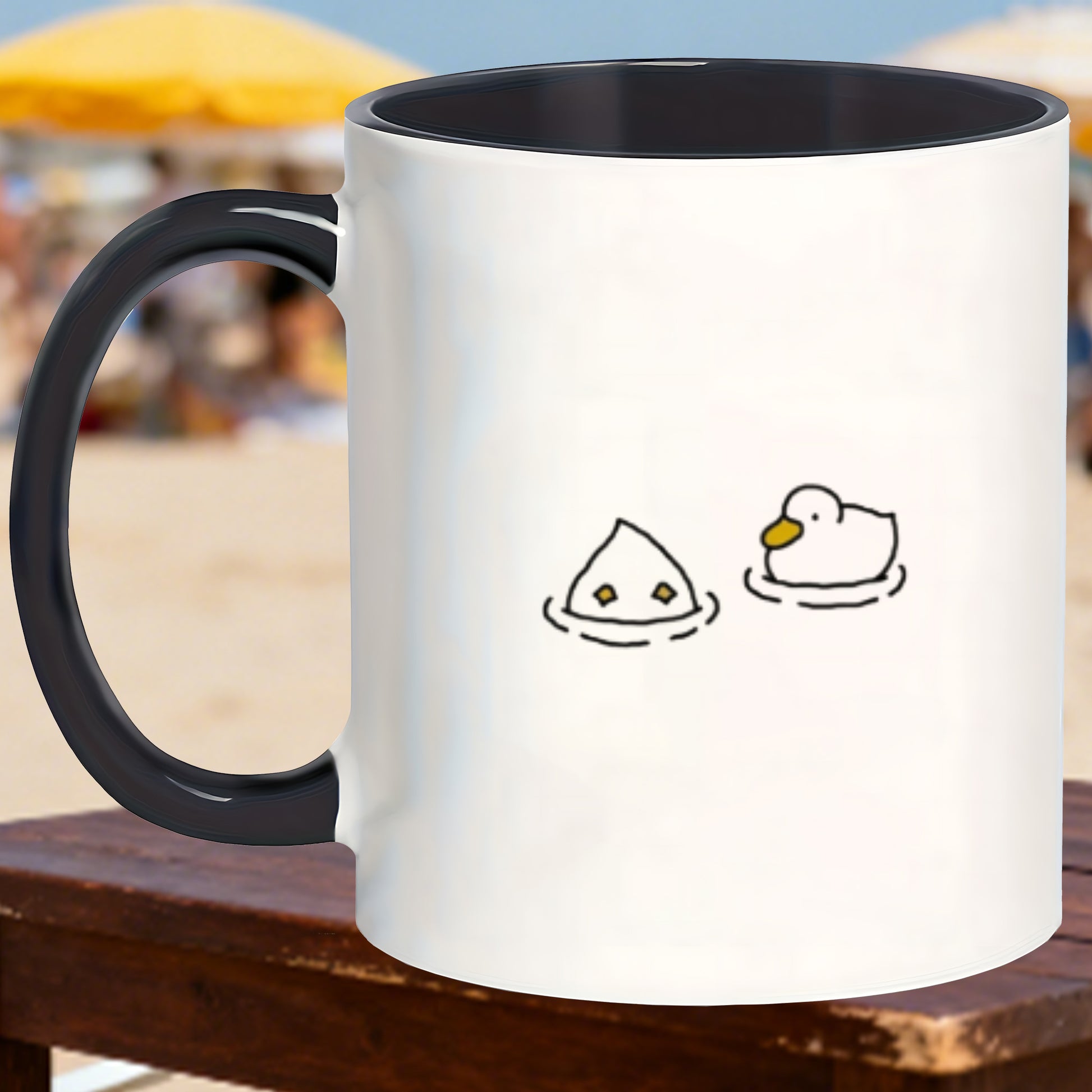 Tailorly Black Accent 11 oz Mug - two swimming ducks