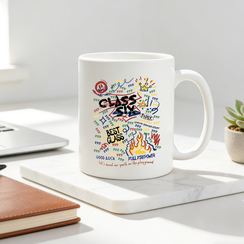Tailorly White Ceramic 11 oz Mug - graffiti style best class full print