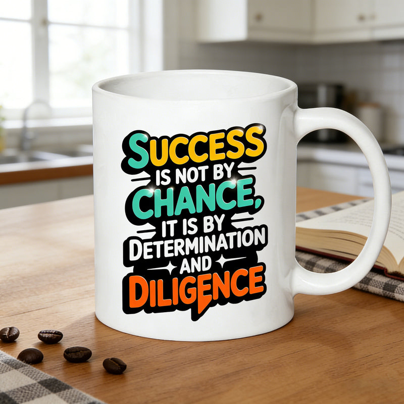 Tailorly White Ceramic 11 oz Mug - success is by motivational text