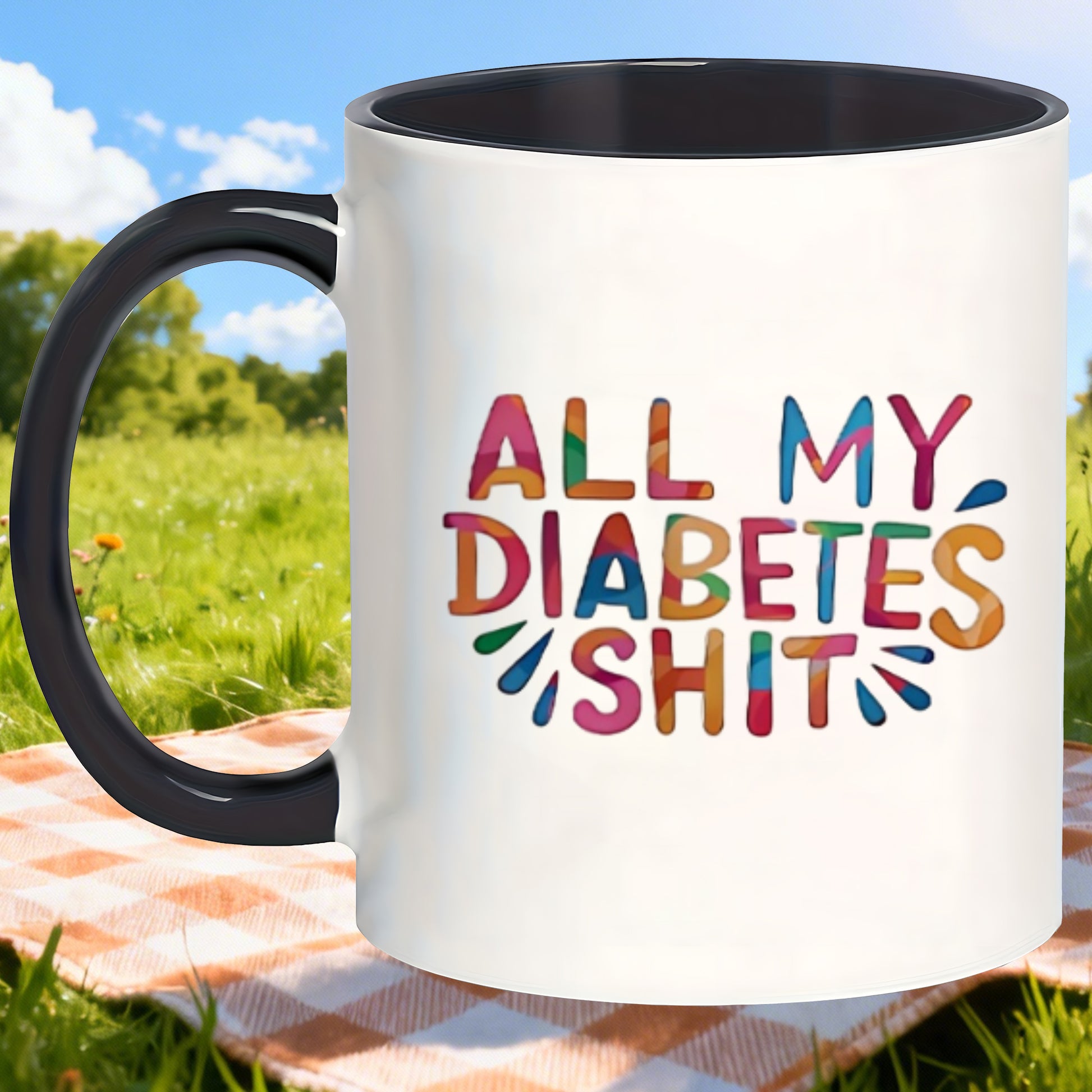 Tailorly Black Accent 11 oz Mug - coffee bar accessories cozy walled insulated diabetes print mugs ideal for couch park picnics_6491b9846c314478baeef845de9d4c3e