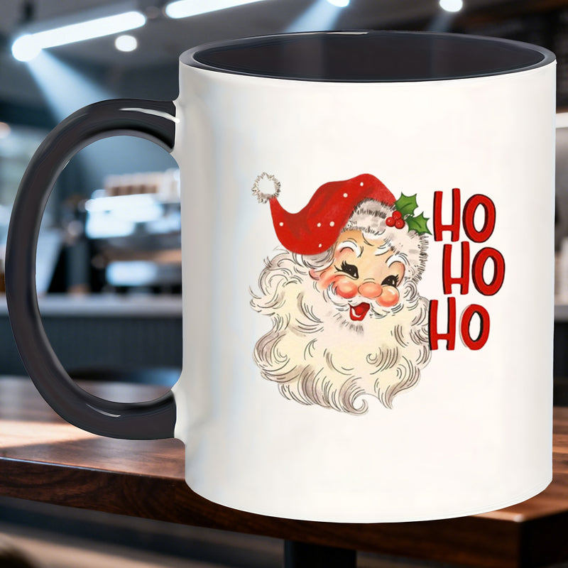 Tailorly Black Accent 11 oz Mug - festive santa claus