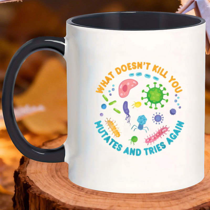 Tailorly Black Accent 11 oz Mug - non slip heat tea mug funny biology mug study matcha harvest fair cider fireplace ceramic poly coating round