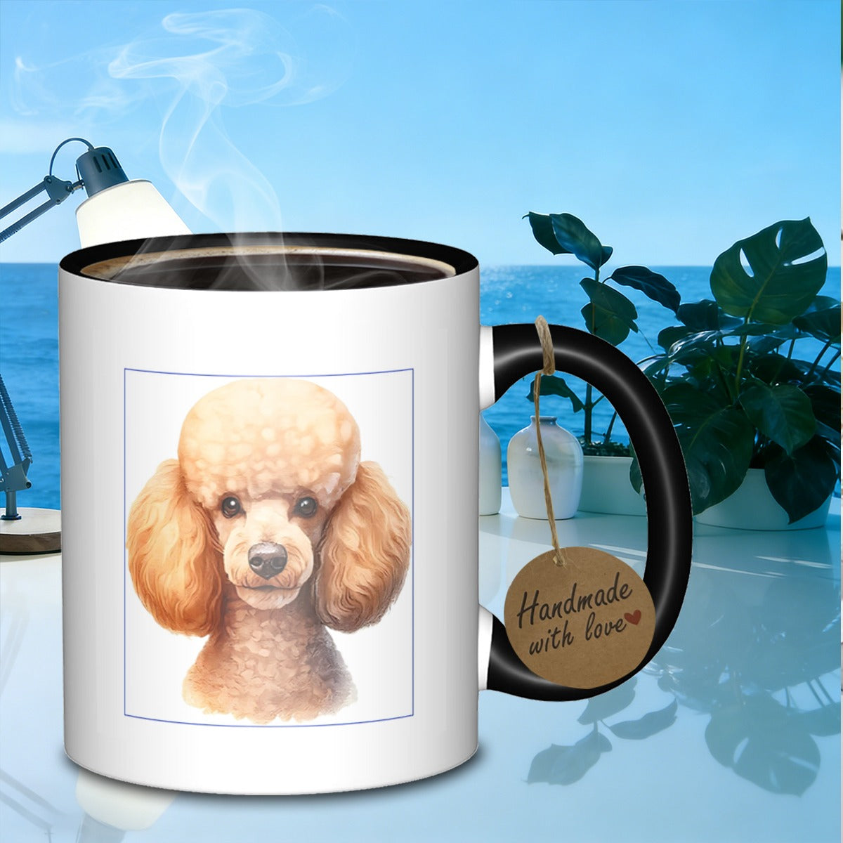 Tailorly Black Accent 11 oz Mug - poodle portrait