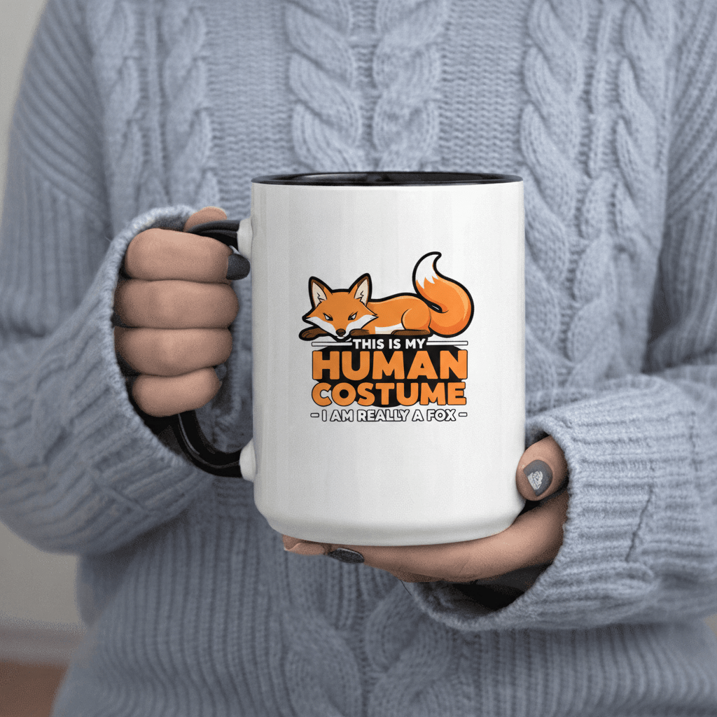 Tailorly Black Accent 11 oz Mug - Human Costume I Am Really