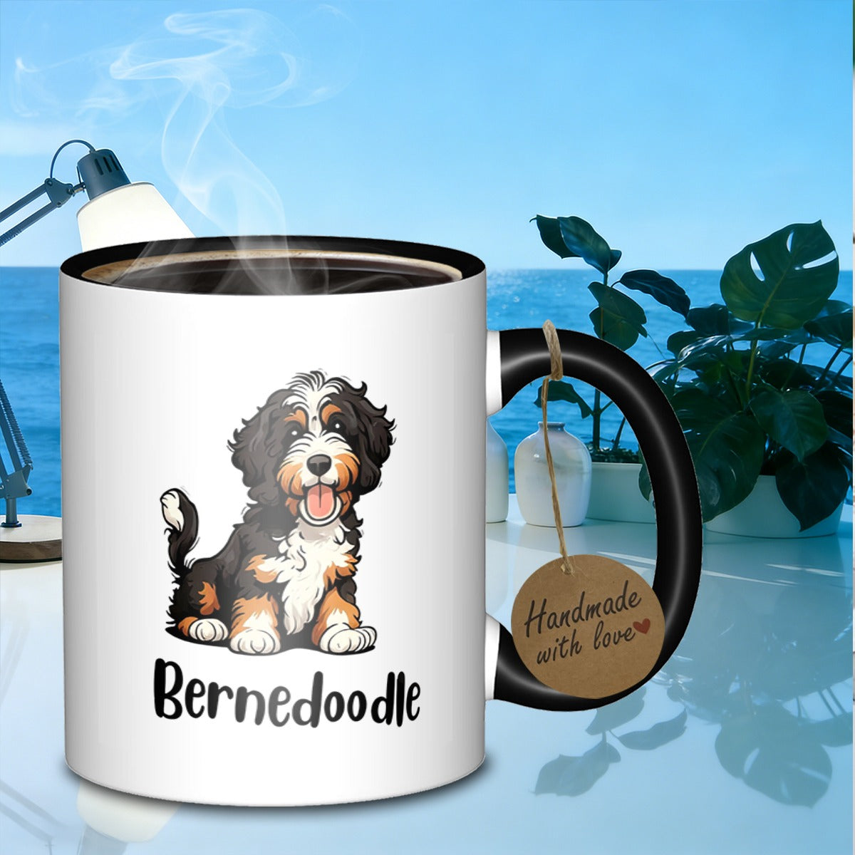Tailorly Black Accent 11 oz Mug - cartoon puppy