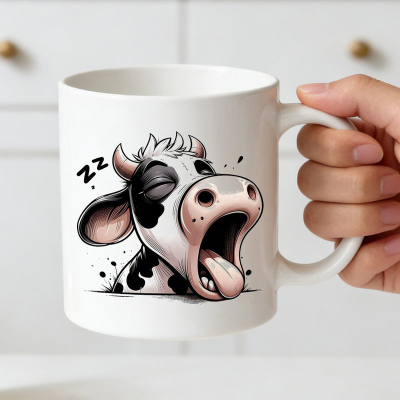 Tailorly White Ceramic 11 oz Mug - cow adorable coffee cup