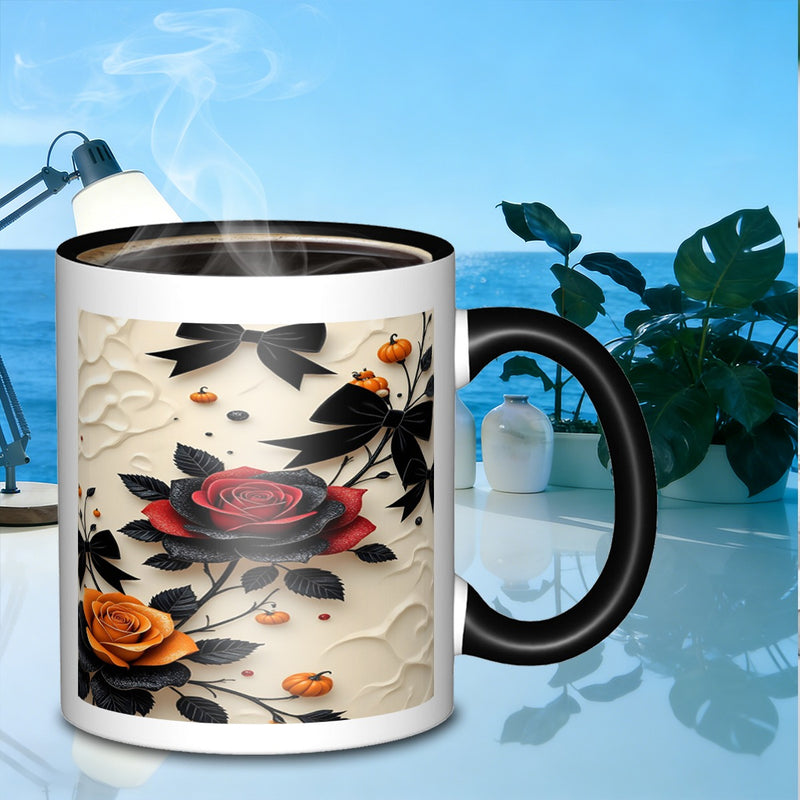 Tailorly Black Accent 11 oz Mug - floral autumn arrangement
