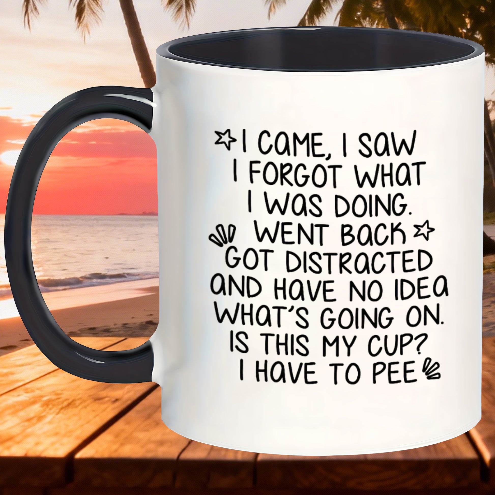 Tailorly Black Accent 11 oz Mug - humorous design about forgetfulness