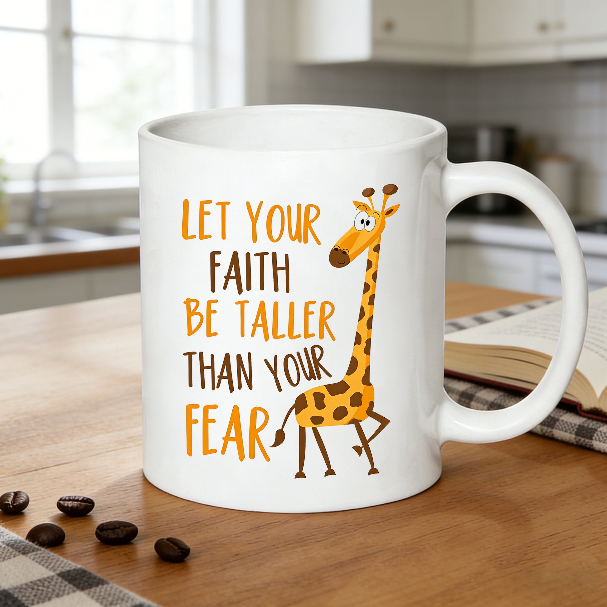 Tailorly White Ceramic 11 oz Mug - cute cartoon giraffe