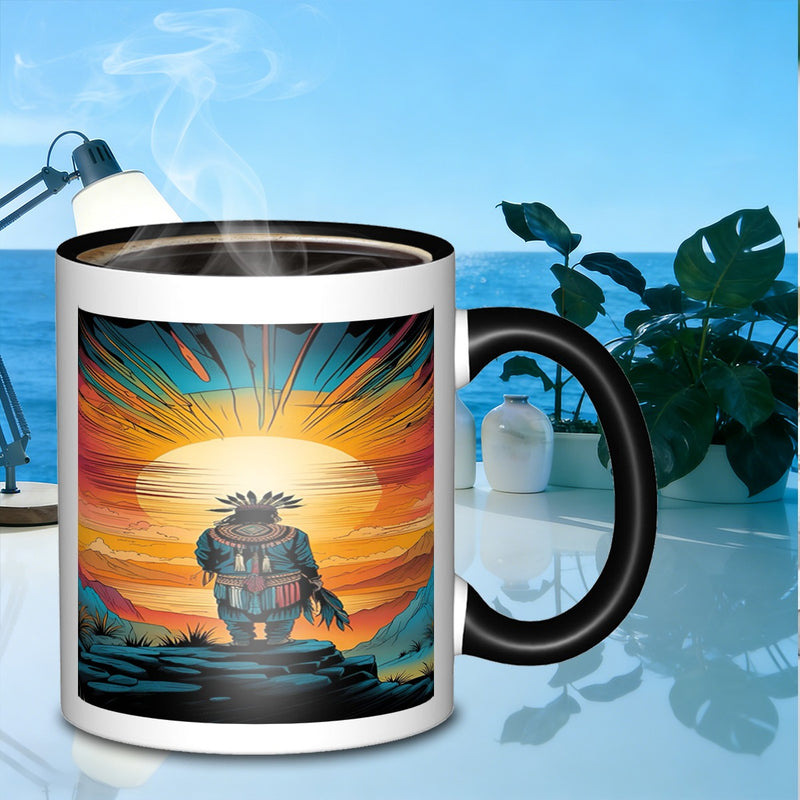 Tailorly Black Accent 11 oz Mug - sunset view