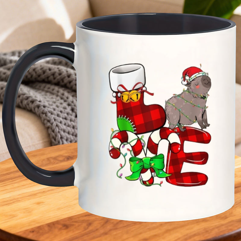 Tailorly Black Accent 11 oz Mug - capybara in a hat