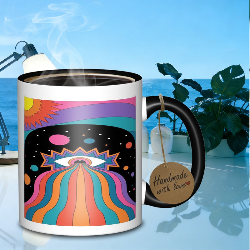 Tailorly Black Accent 11 oz Mug - psychedelic vision design