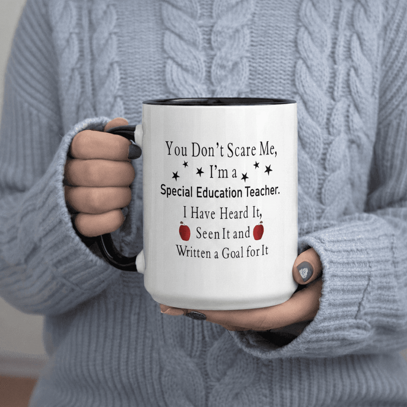 Tailorly Black Accent 11 oz Mug - You Don t Scare m Written Goal 11oz Printed Ceramic Mug Cups Mug Ceramic Themed Glossy Print Surface