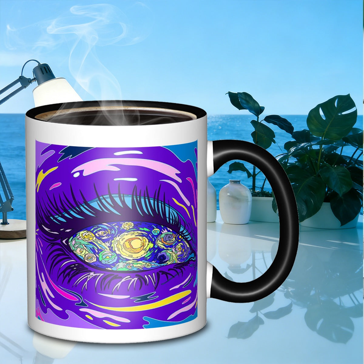 Tailorly Black Accent 11 oz Mug - starry night eye