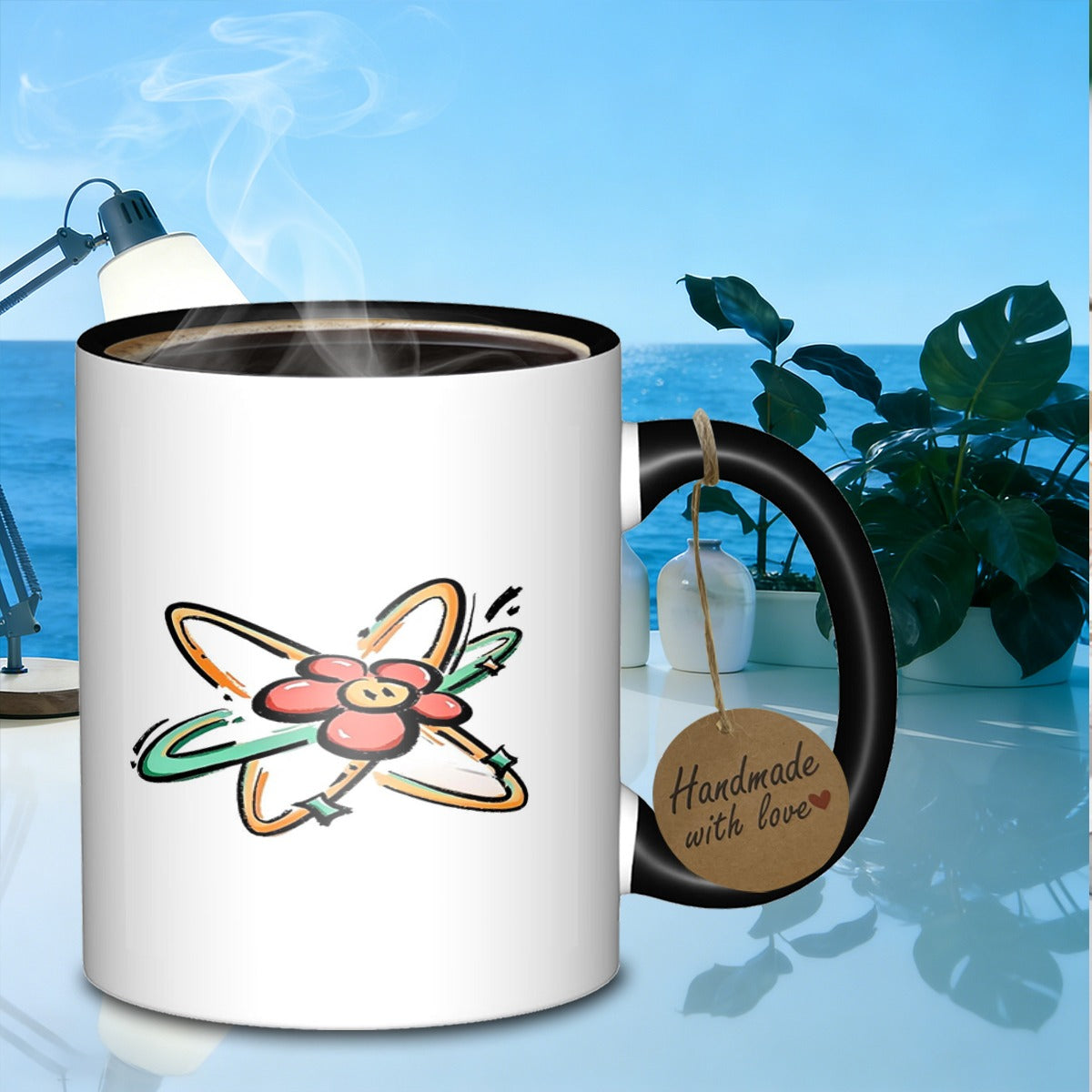 Tailorly Black Accent 11 oz Mug - flower design
