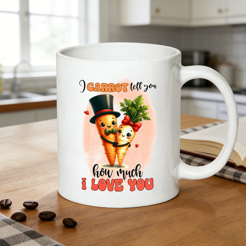 Tailorly White Ceramic 11 oz Mug - cute carrot couple