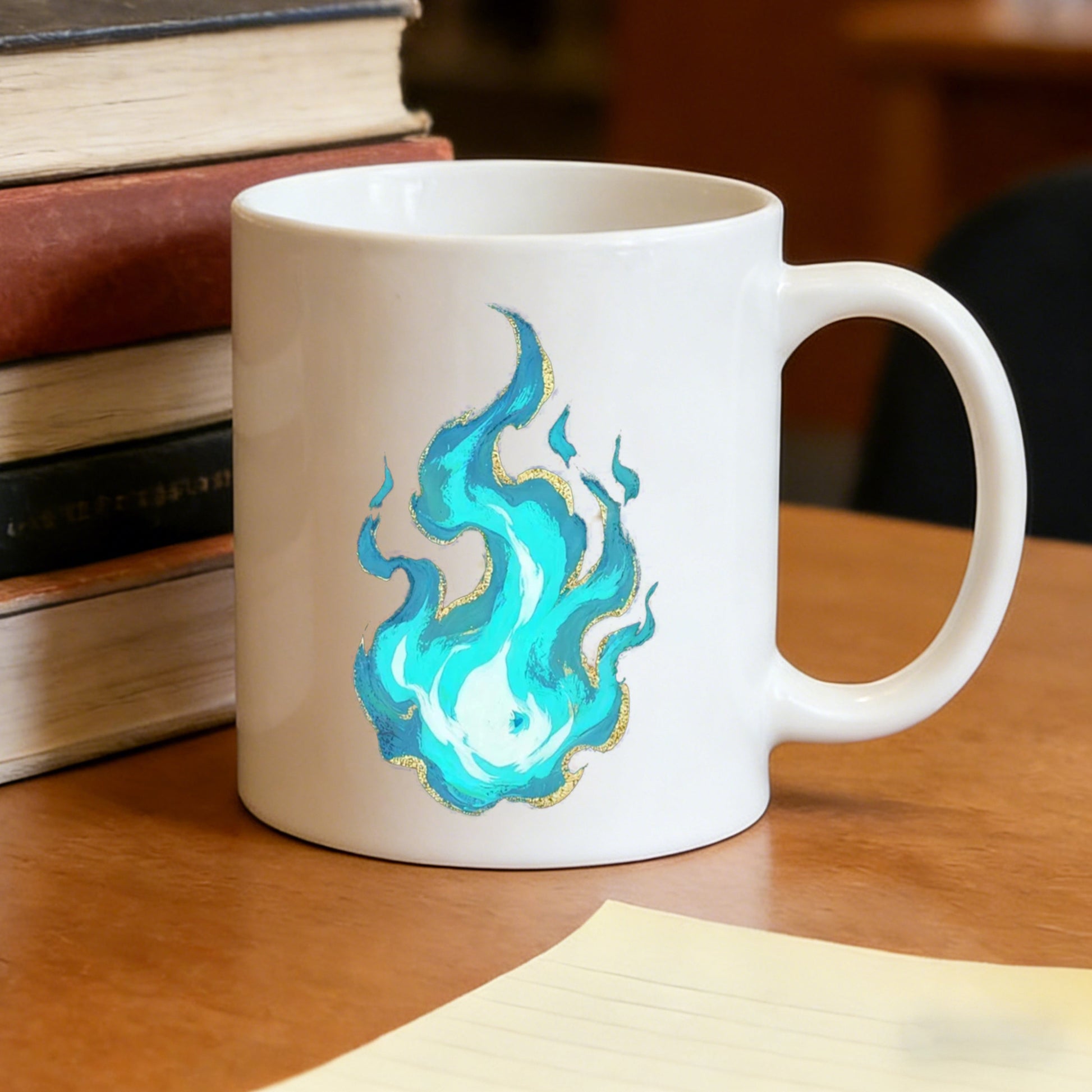 Tailorly White Ceramic 11 oz Mug - golden outline witchy fantasy