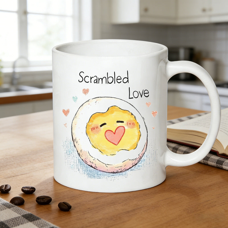 Tailorly White Ceramic 11 oz Mug - kawaii fried egg