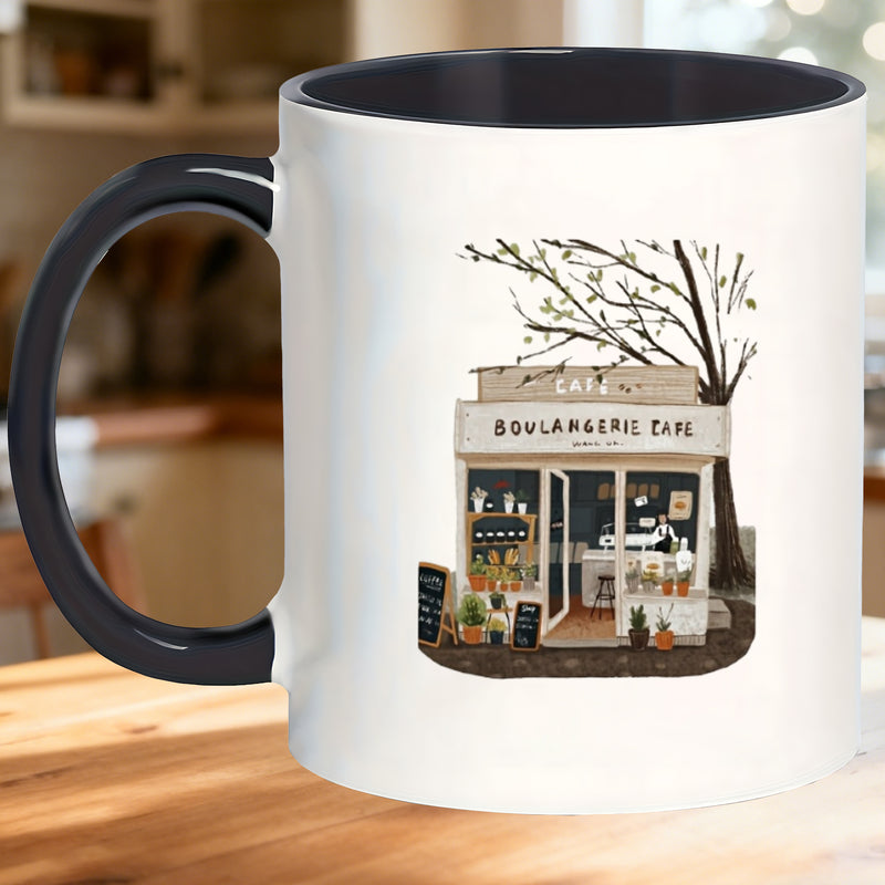 Tailorly Black Accent 11 oz Mug - cafe illustration