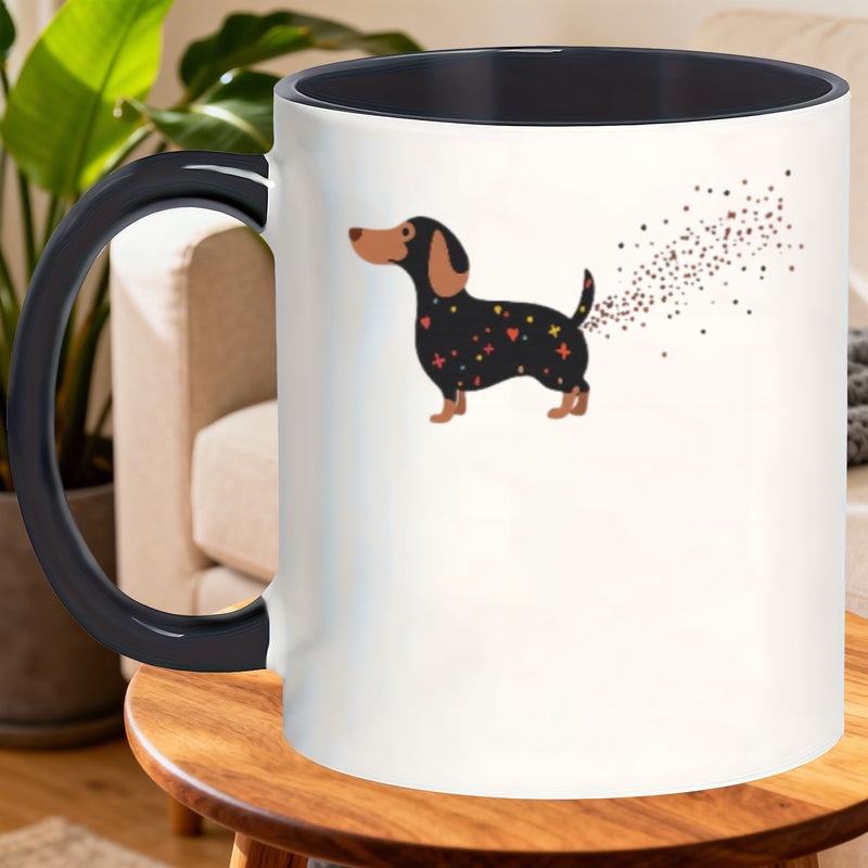 Tailorly Black Accent 11 oz Mug - cute dachshund with heart tail