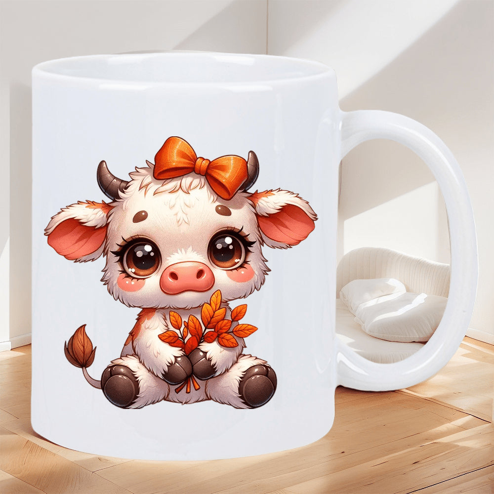Tailorly White Ceramic 11 oz Mug - humorous cartoon cow