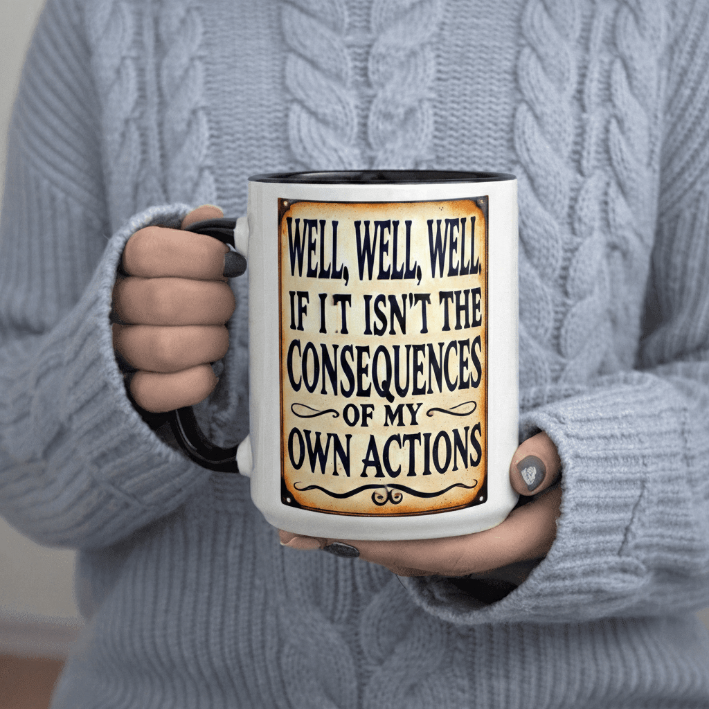 Tailorly Black Accent 11 oz Mug - Well If It The Consequences Actions