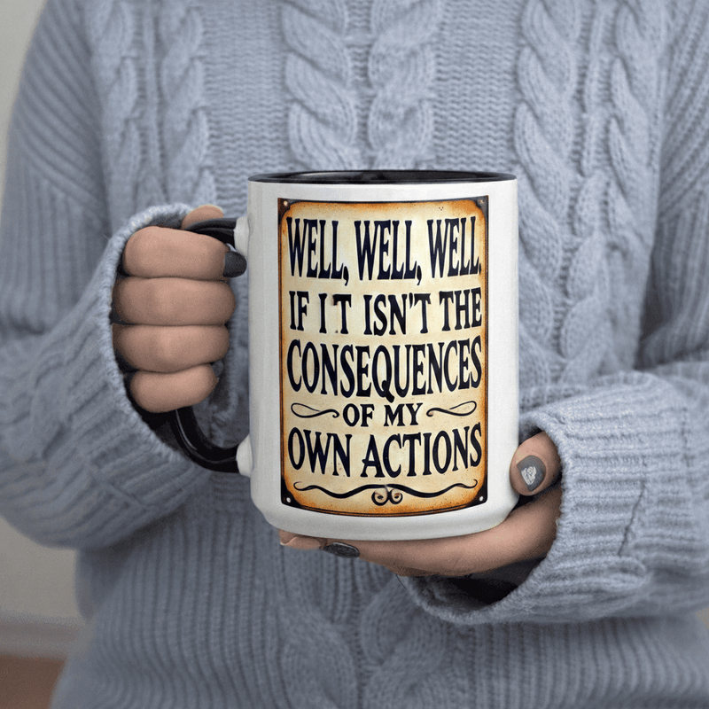 Tailorly Black Accent 11 oz Mug - Well If It The Consequences Actions