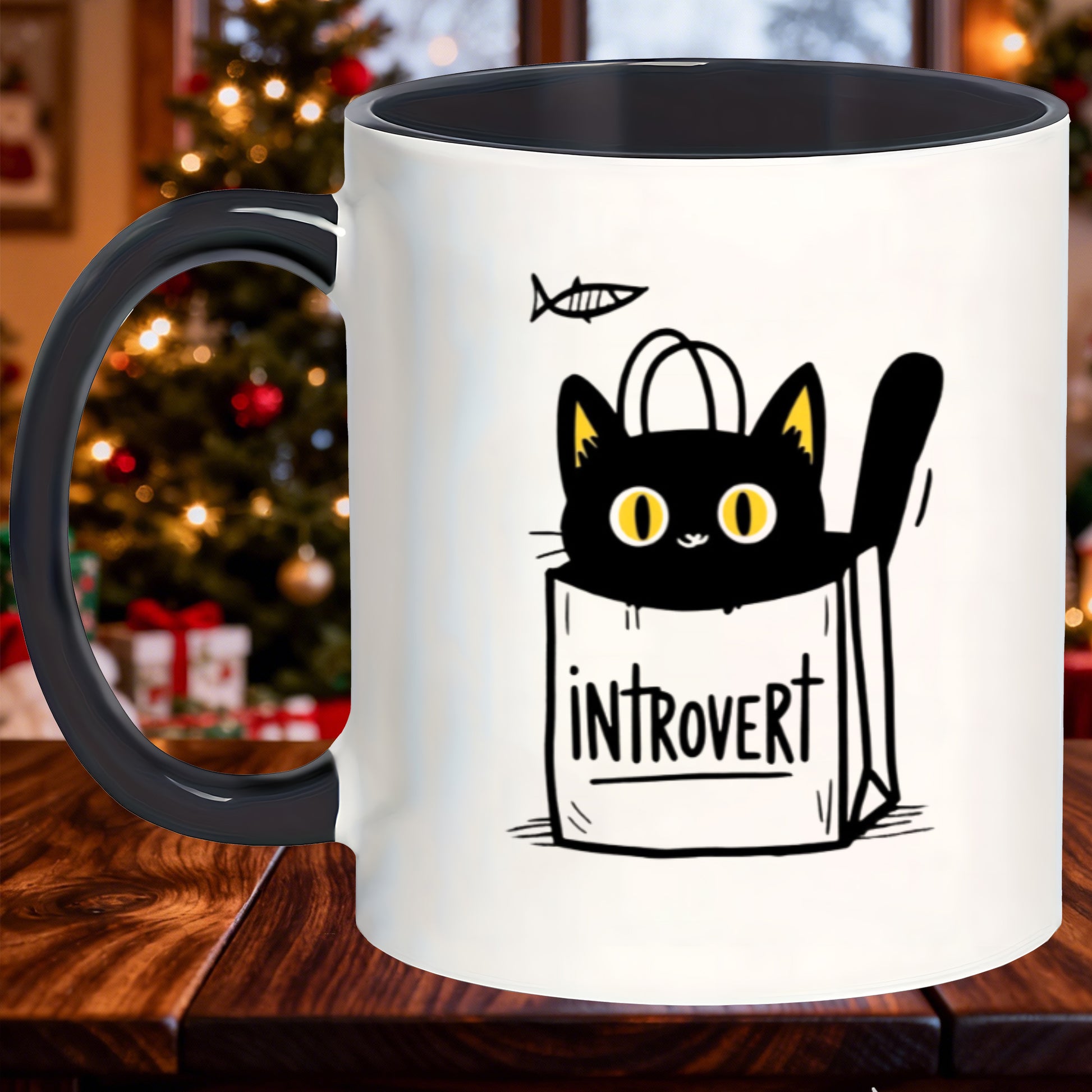Tailorly Black Accent 11 oz Mug - crackle glaze black cat craft fair party lemonade home soup