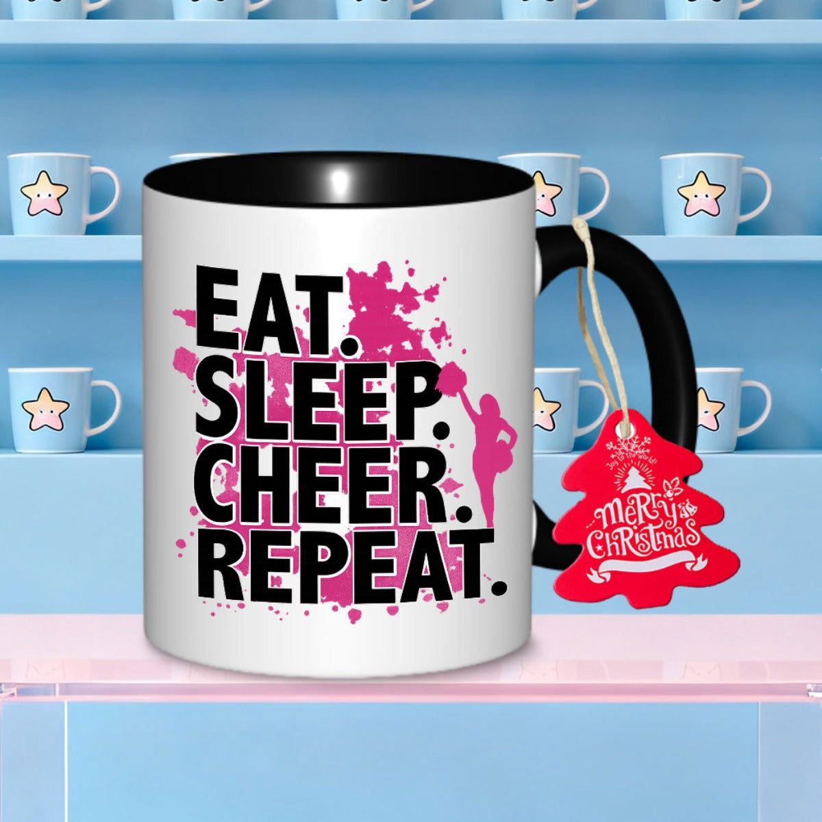Tailorly Black Accent 11 oz Mug - cheer repeat