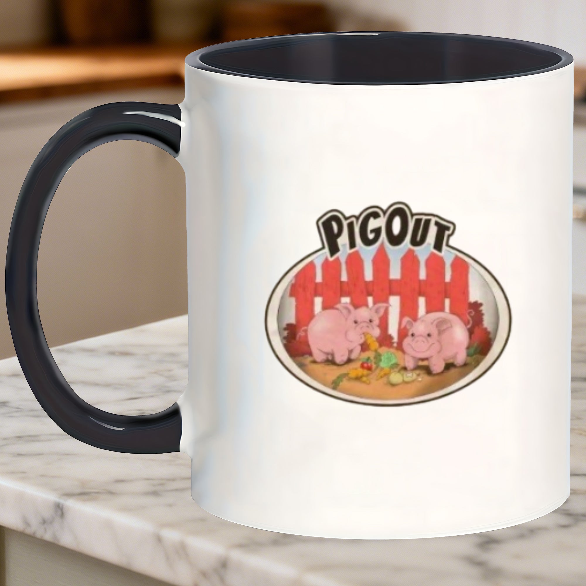Tailorly Black Accent 11 oz Mug - funny pig out