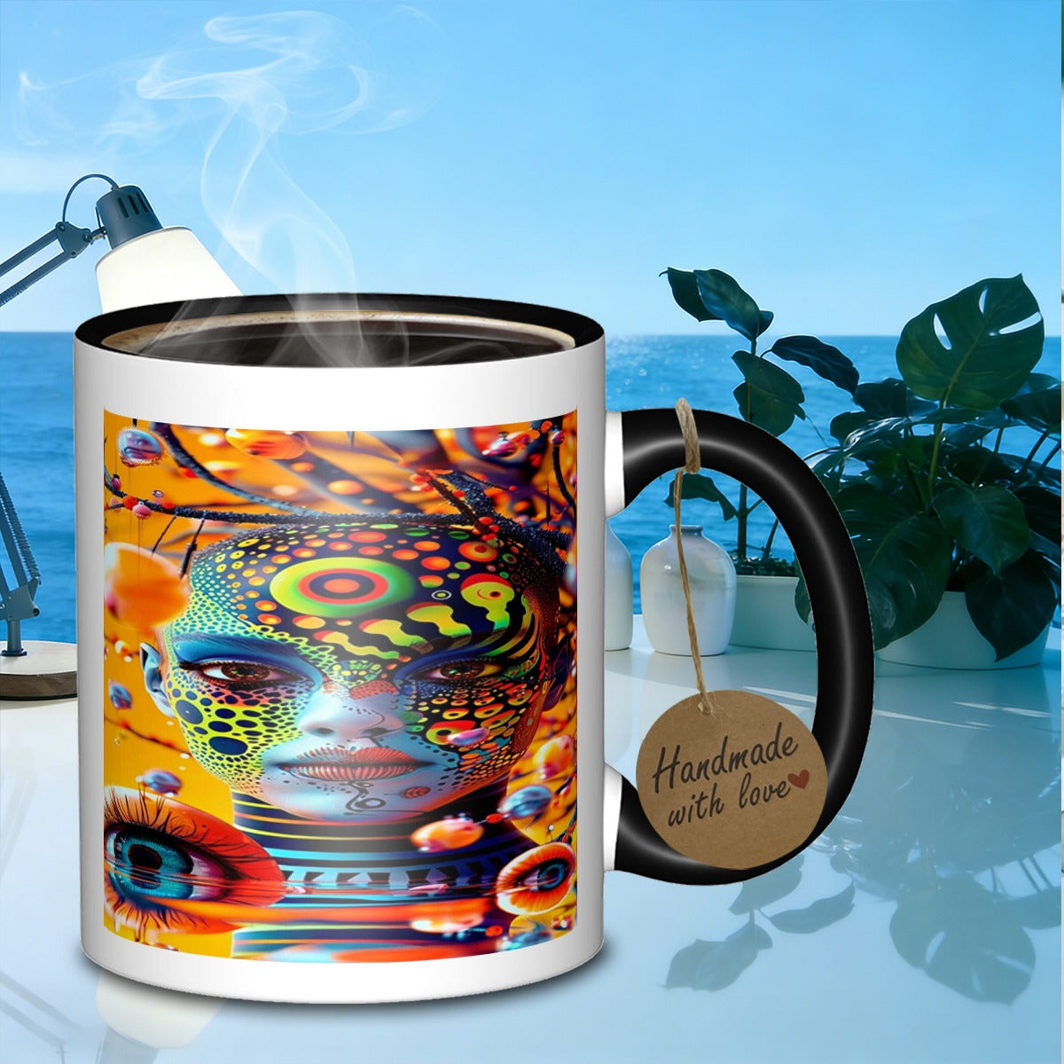 Tailorly Black Accent 11 oz Mug - portrait surreal face