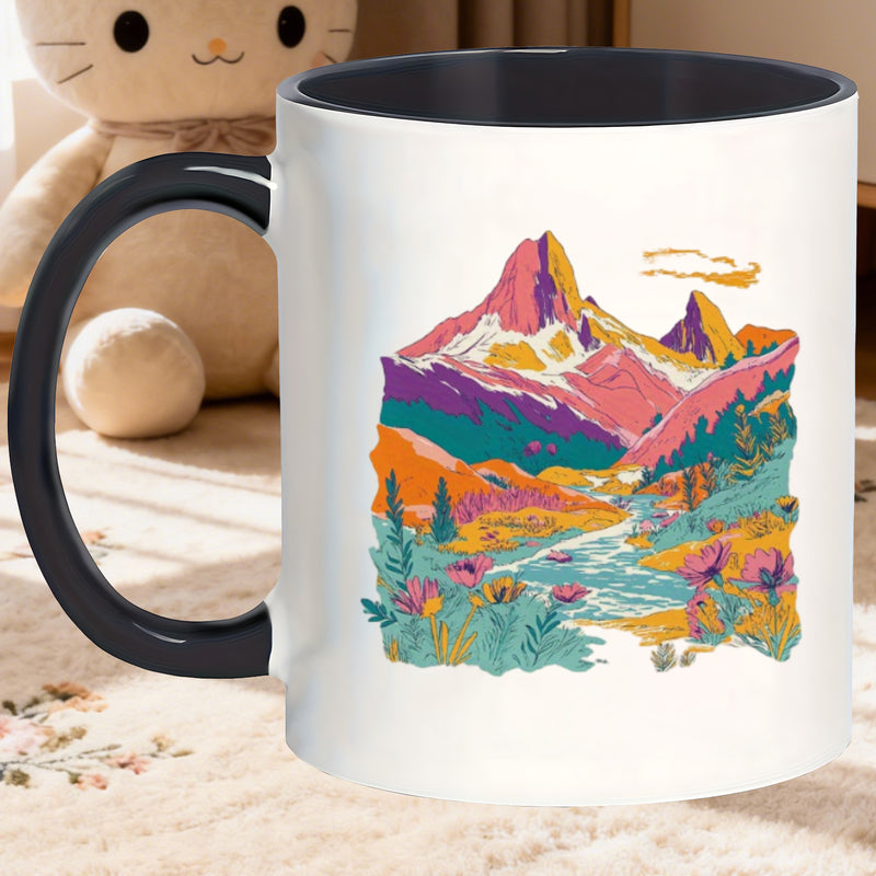 Tailorly Black Accent 11 oz Mug - mountain landscape