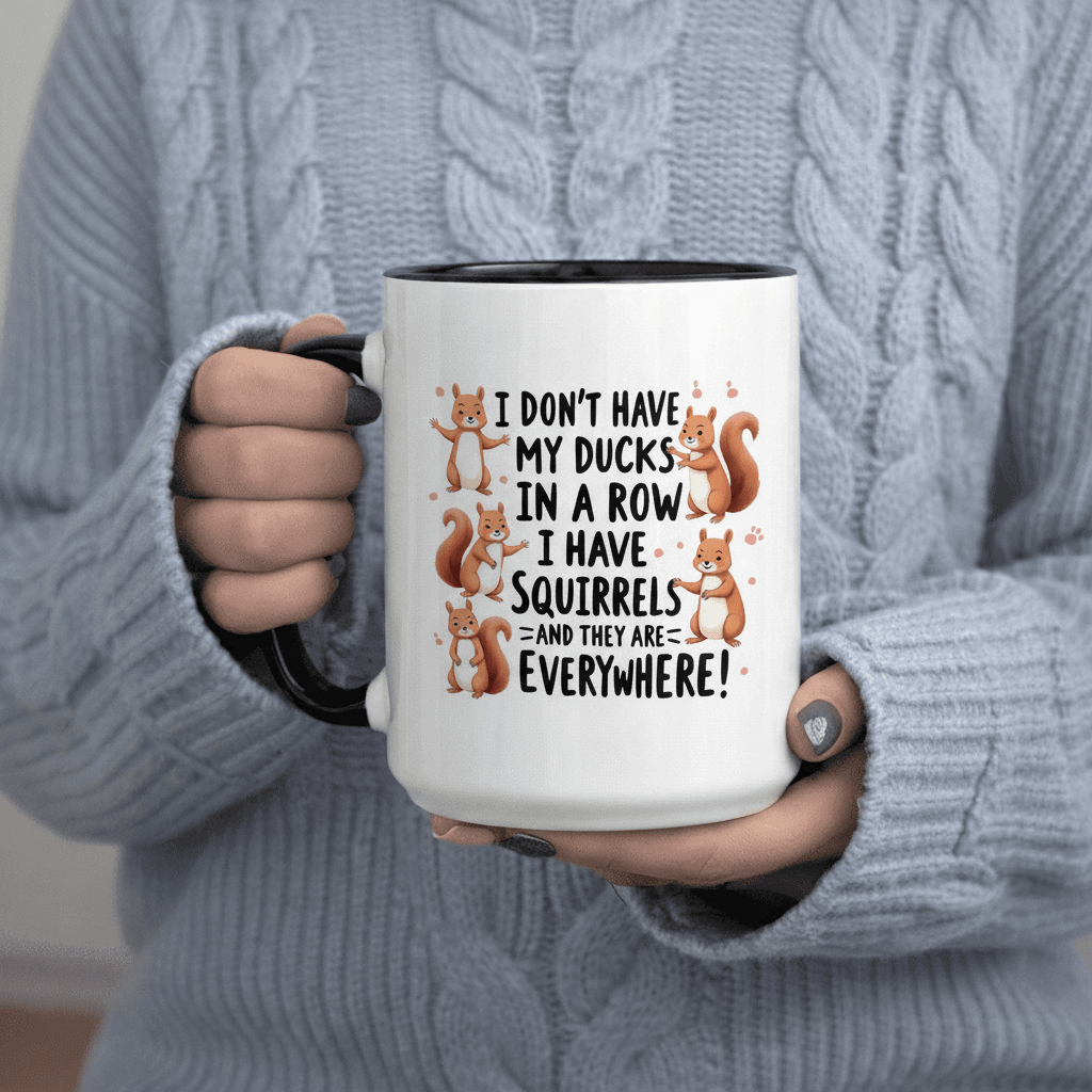 Tailorly Black Accent 11 oz Mug - I Have Squirrels