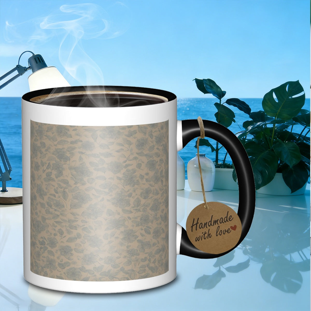Tailorly Black Accent 11 oz Mug - elegant floral