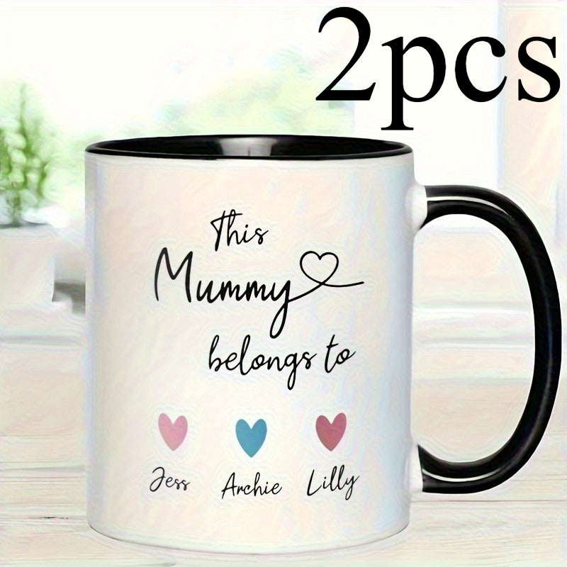 Tailorly Black Accent 11 oz Mug - 2pcs coffee cups customizable name perfect mothers day gift for moms espresso and cappuccino cups coffee enthusiast