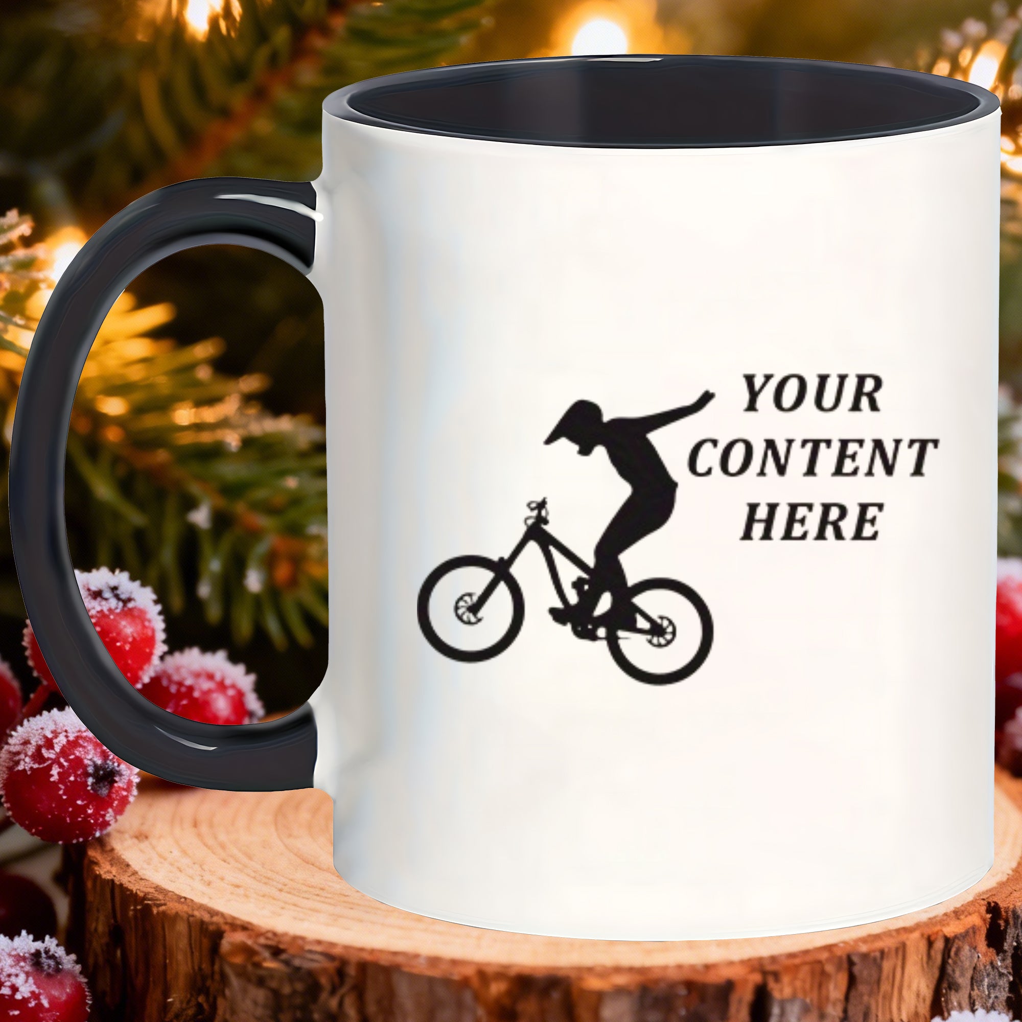 Tailorly Black Accent 11 oz Mug - mountain biking