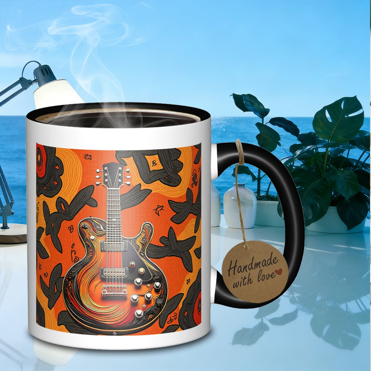 Tailorly Black Accent 11 oz Mug - electric pattern
