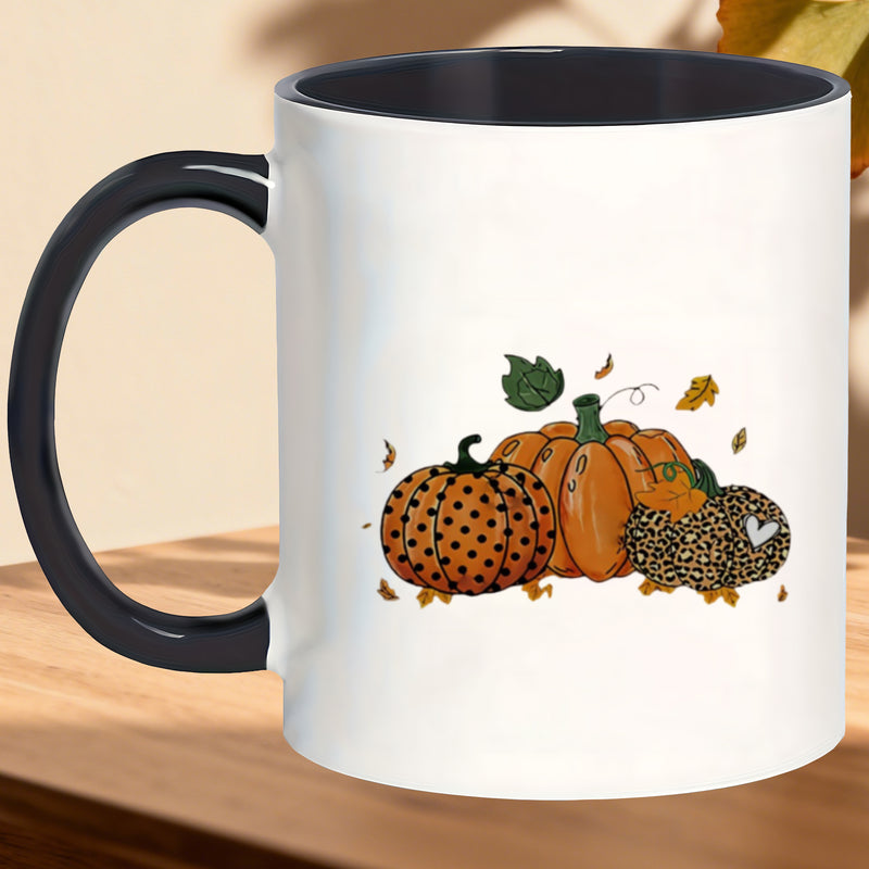 Tailorly Black Accent 11 oz Mug - patterned， scratch resistant， thankful， grateful， blessed