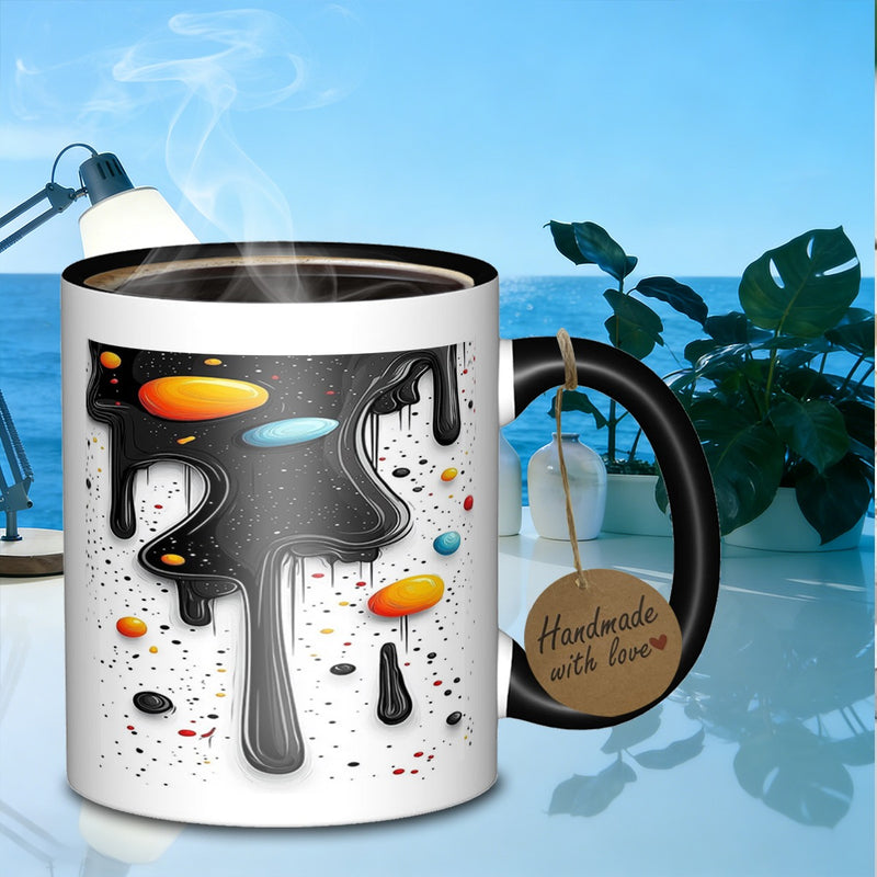 Tailorly Black Accent 11 oz Mug - black drip and sphere design