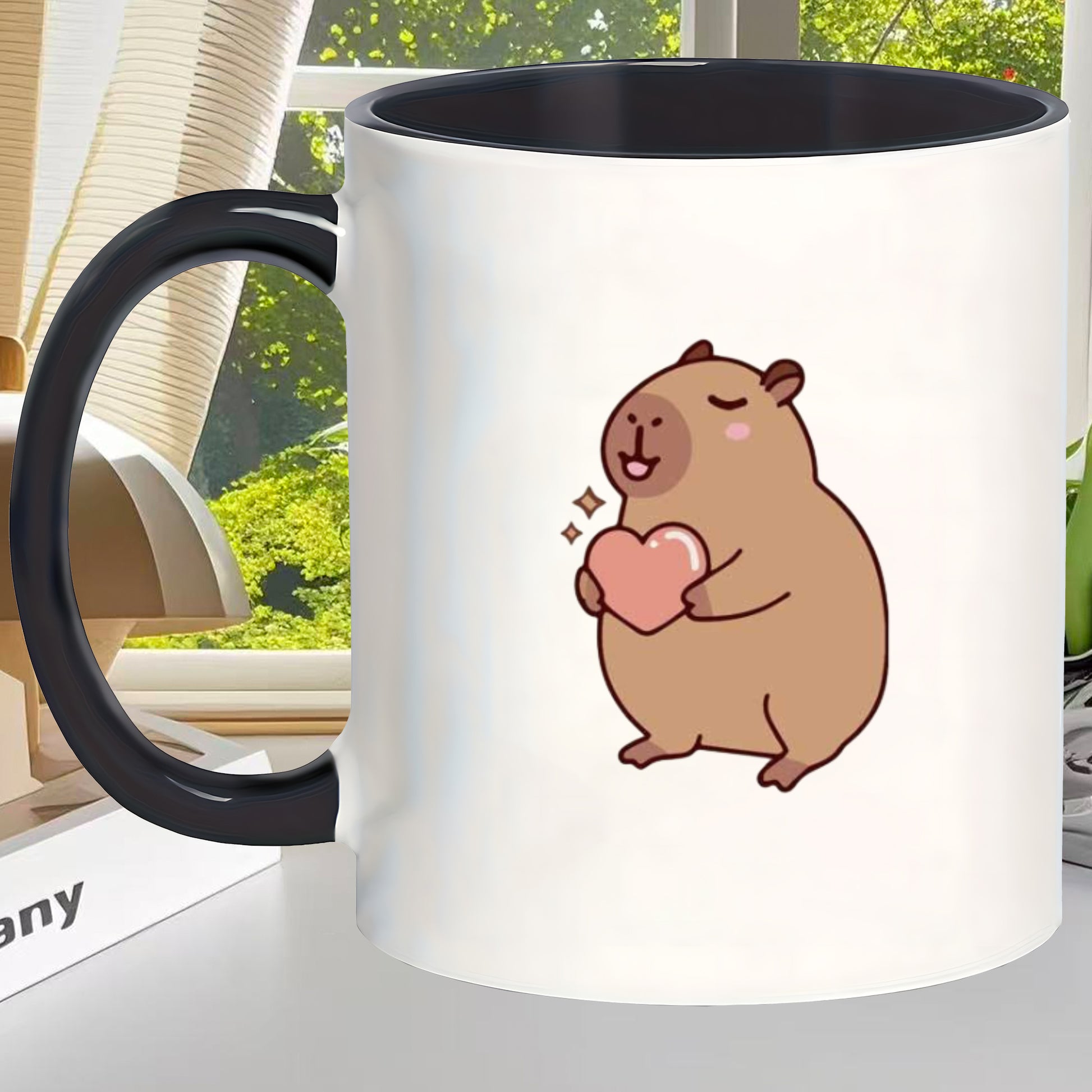 Tailorly Black Accent 11 oz Mug - cute capybara