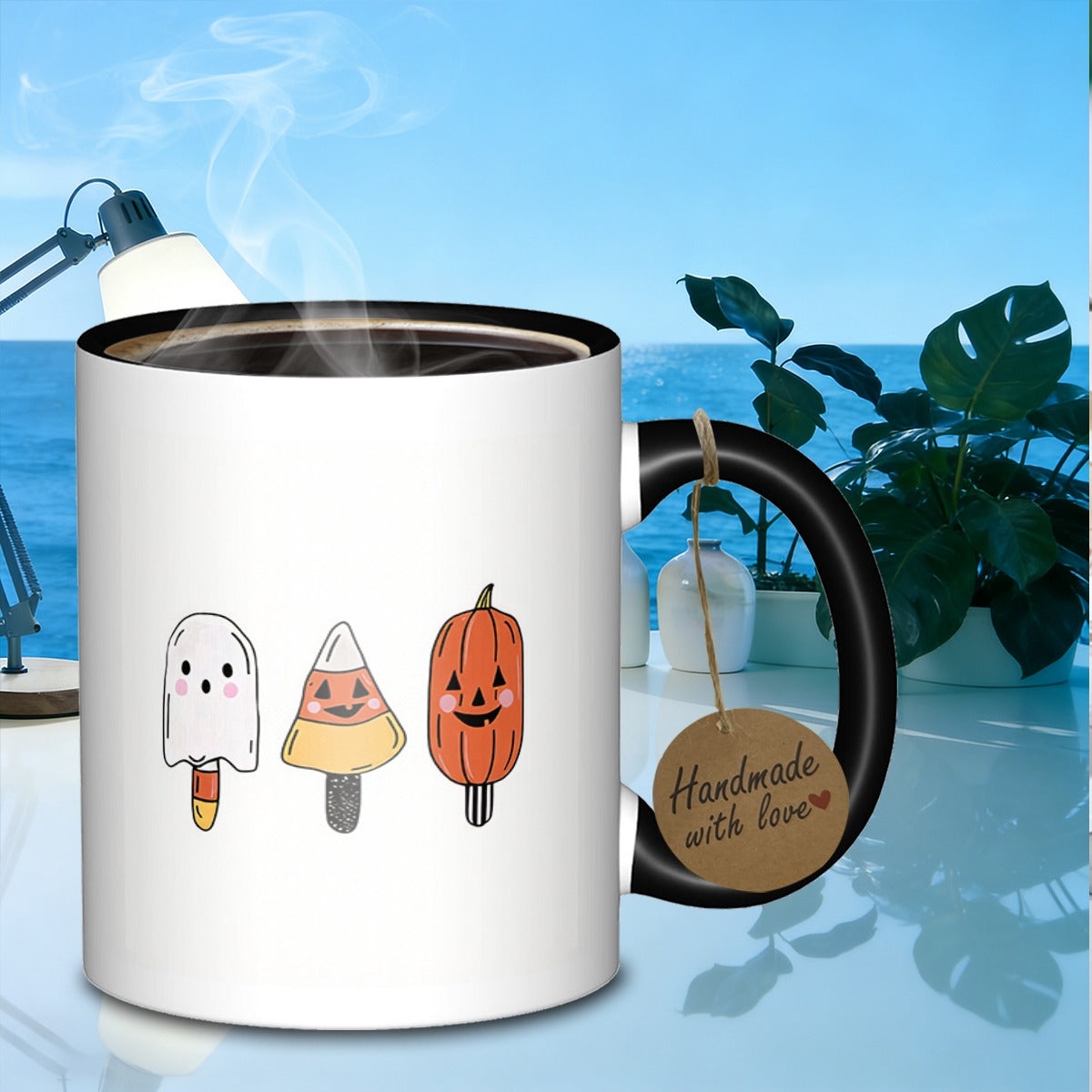 Tailorly Black Accent 11 oz Mug - halloween treat popcorn