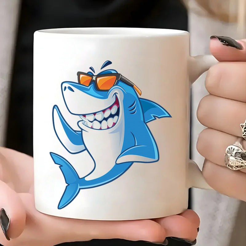 Tailorly White Ceramic 11 oz Mug - smiling mascot with glasses