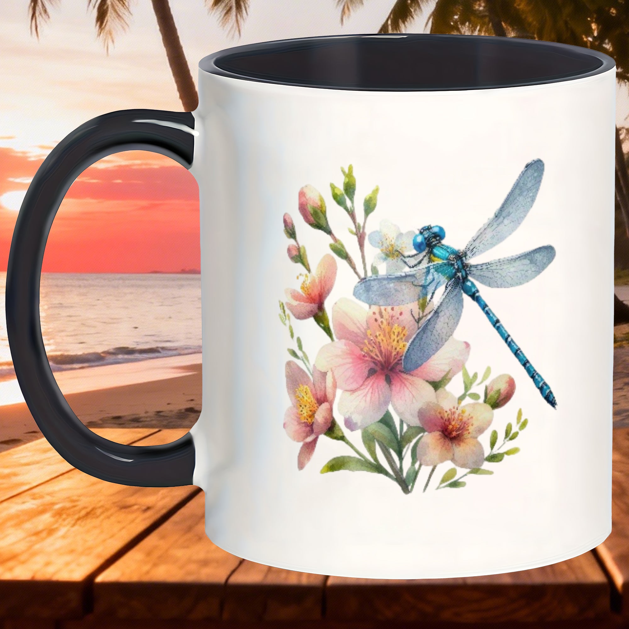 Tailorly Black Accent 11 oz Mug - sturdy mugs for hot and cold beverages featuring a and pink an ideal present for fathers husbands or