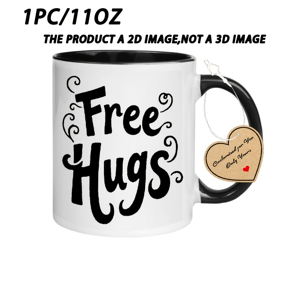 Tailorly Black Accent 11 oz Mug - Free Hugs text
