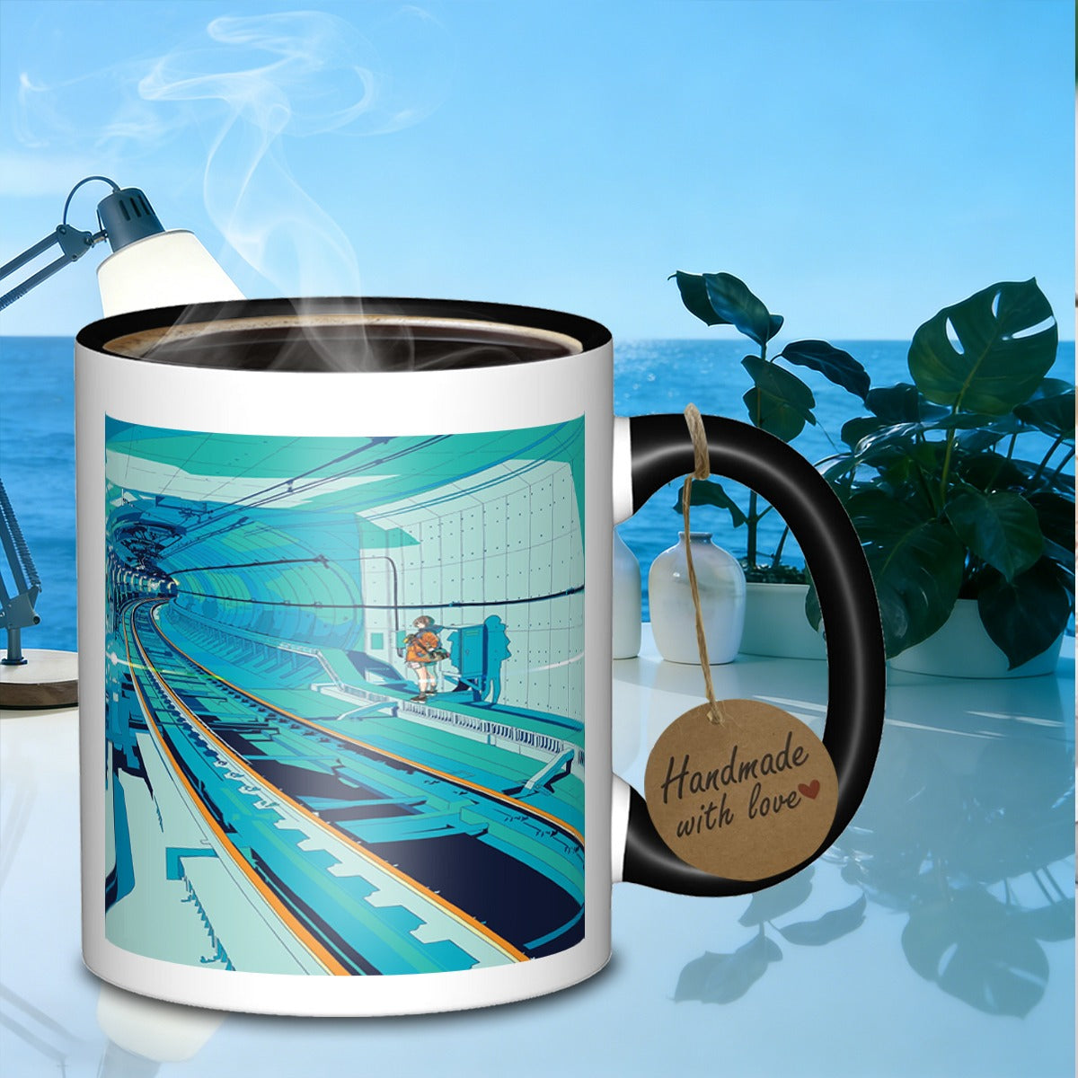 Tailorly Black Accent 11 oz Mug - subway scene
