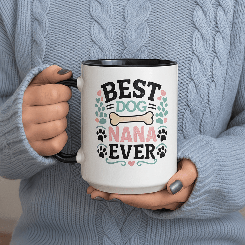 Tailorly Black Accent 11 oz Mug - Best Dog Ever Grandma