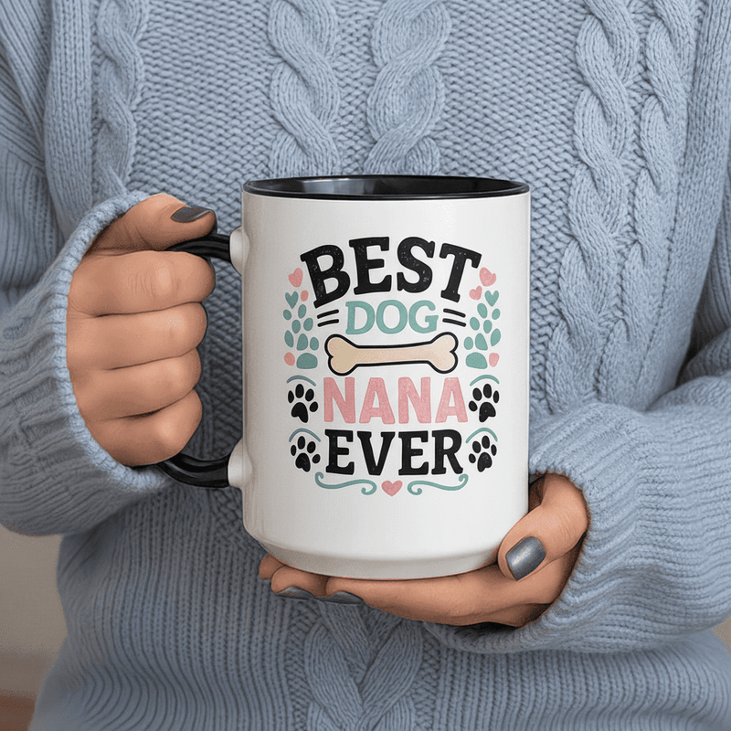 Tailorly Black Accent 11 oz Mug - Best Dog Ever Grandma