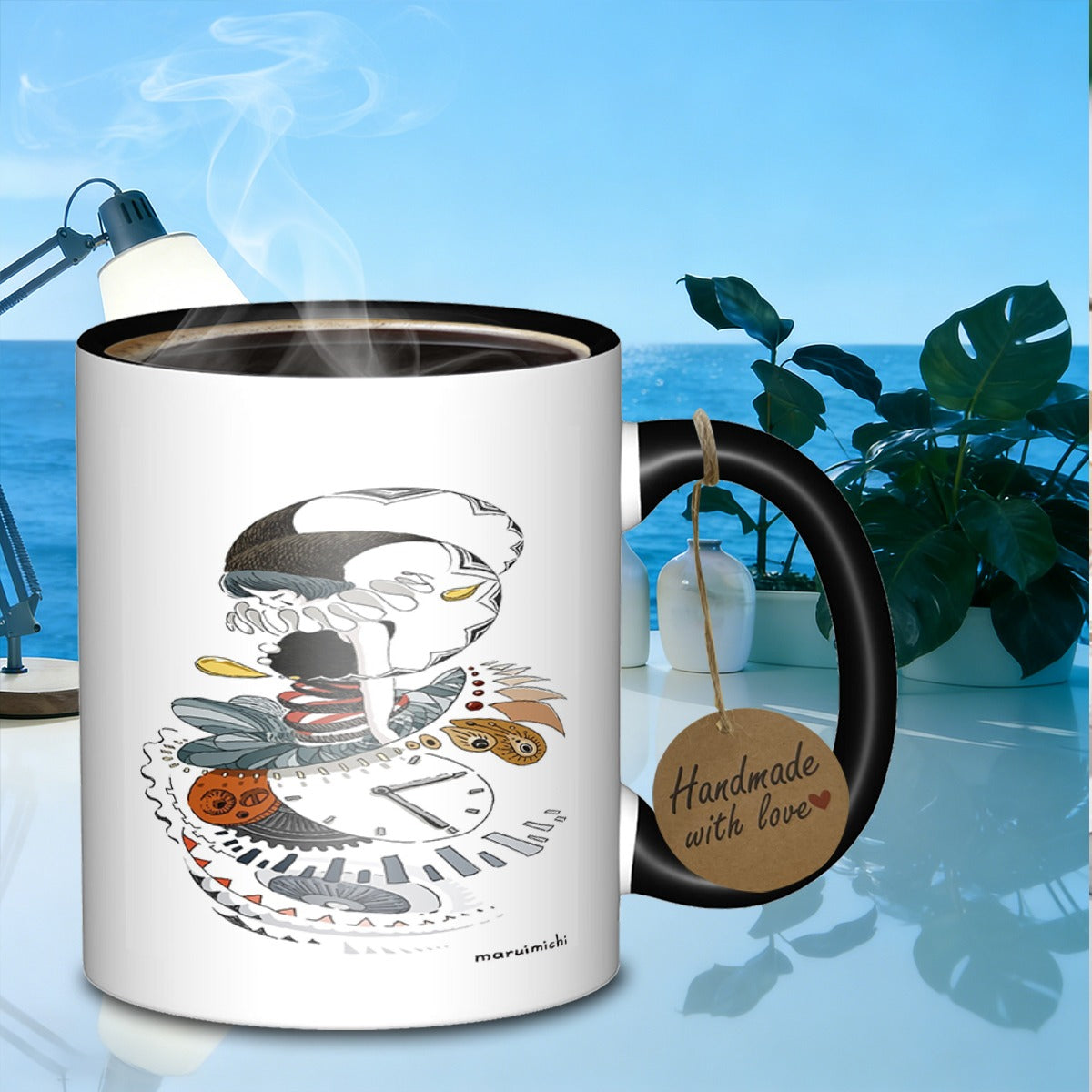 Tailorly Black Accent 11 oz Mug - a surreal collection of figures